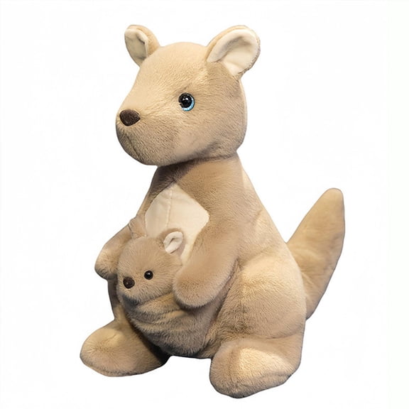 Kangaroo Plush Toy, Soft Cute Stuffed Animal 8.7 inch Fluffy Plush Doll, 1 Pack Plush Kangaroo with Baby Joey in Pouch, Ideal for Kids Toddlers Birthday Gift Bedroom Nursery Decor Cuddle Companion