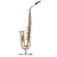 thumbnail image 4 of Saxofón de cobre en miniatura con soporte, instrumento musical en miniatura, adorno de regalo., 4 of 14