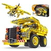 2in1 STEM Engineering Building Kits, Construction Dump Truck &Airplane Blocks Build Set for Boys &Girls Aged 6 7 8+