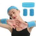 thumbnail image 4 of 1 Set Sweatband Set Reversible Soft Breathable Athletic Elastic Sweat Bands for Sports, 4 of 7