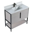 thumbnail image 3 of Fine Fixtures Serenity 36 in. W x 18 in. D x 33.5 in. H Bathroom Vanity in Bright Taupe with White Carrara Stone Top in White with Black Hardware, 3 of 4