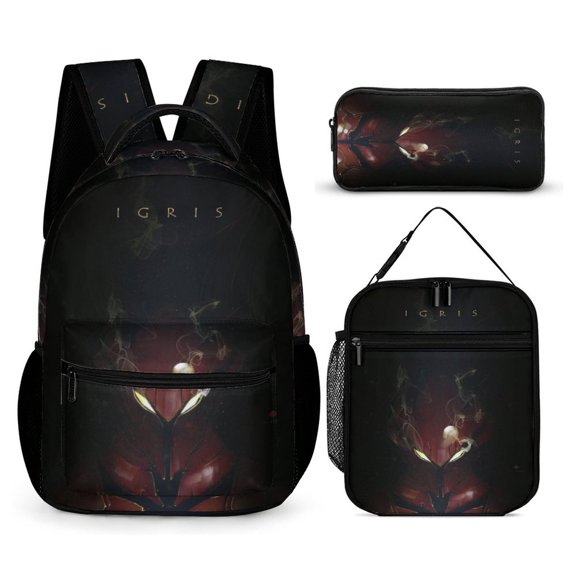 3-PieceSolo Anime Leveling Arise Large Capacity Anime Backpack with Lunch Bag & Pen Case | Casual Schoolbag for Travel, Outdoor, Fashion Daypack