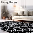 thumbnail image 2 of ODIKA 4'x6' Machine Washable Non-Slip Area Rug, Elegant Transitional Damask Floral Hallway Passage High Traffic Rug with Pad, Black, 521315, 2 of 8