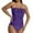 Dark Purple, variant on Women Strapless Bathing Suits Ruched Halter Bandeau One Piece Swimsuit
