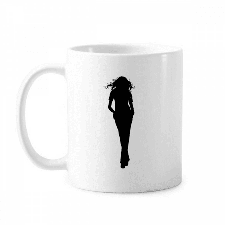 

Hot Beautiful Woman Walking Outline Mug Pottery Cerac Coffee Porcelain Cup Tableware