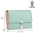 thumbnail image 5 of FT Funtor RFID Carteras para mujeres, carteras con bolsillo con cierre para mujeres con hojas, Verde (S-Green), Universal, 5 of 5