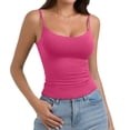 thumbnail image 6 of Women's Basic Double Lined Scoop Neck Tank with Adjustable Spaghetti Straps And Scoop Neck Summer Sleeveless Tops Hot Pink M, 6 of 6