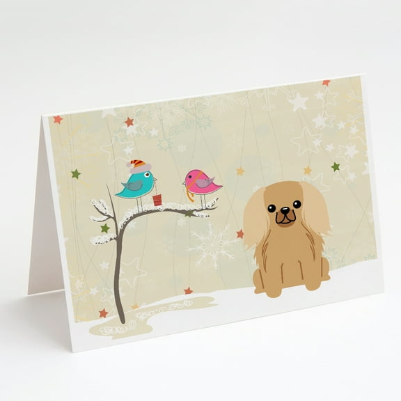 Christmas Presents between Friends Pekingese - Fawn Greeting Cards and Envelopes Pack of 8