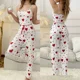 thumbnail image 2 of Autumn Winter Pajamas Sets Women Sleepwear Heart Print Sleeveless Cami Vest with Long Pants Trouser Set Sexy Lingerie Pyjamas, 2 of 3