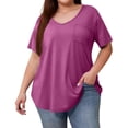thumbnail image 5 of Mlqidk Womens Plus Size Summer Tops Fashion Womens Tops 4x Plus Size Crew Neck Short Sleeve T Shirts Plus Women Solid Color Dressy Casual Tee Shirts Loose Fit Summer Outfits Purple Pink 3XL, 5 of 5