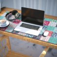 thumbnail image 3 of Long Mouse Pads for Desk,Blue Boho Pioneer Flower Patchwork Desk Mats on Top Of Desks, Desk Mouse Pad Extra Large with 3mm Non-Slip Base and Stitched Edge for Gaming,Work,Home 35.4"x15.7", 3 of 5