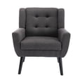 thumbnail image 3 of JAMPOOCA Modern Linen Upholstered Accent Chair, Sigle Side Sofa Chair with Solid Wood Legs, Living Room Chairs for Bedroom Office, Dark Gray, 3 of 9