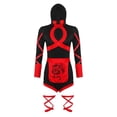 thumbnail image 1 of Disfraz de ninja para mujer, conjunto completo rojo y negro para fiestas temáticas, multifuncional. L, 1 of 8