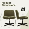 thumbnail image 3 of Criss Cross Velvet Armless Wide Office Chair - No Wheels, Cross Legged with Adjustable Height, Wide Seat, Desk Chair for Home, Office, Bedroom (Green), 3 of 7