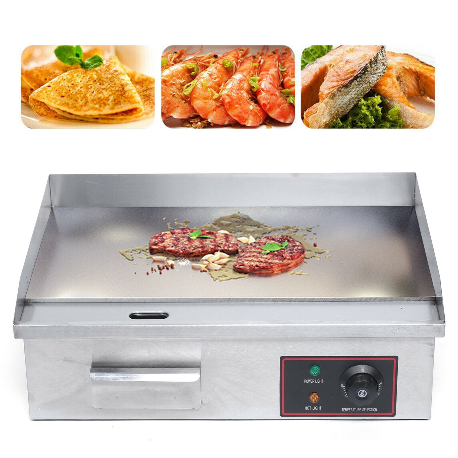 TECHTONGDA Electric Commercial Countertop Griddle Stainless steel Adjustable Temperature Control Restaurant Grill 110V 