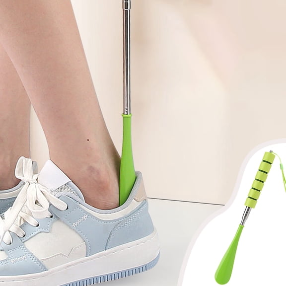 Premium Stainless Steel Adjustable Long Shoe Horn for Seniors & Pregnant Women - Ergonomic Non-Slip Handle, Extendable 30-71cm, Space-Saving Hanging Design, Durable Assistive Shoe Helper Tool