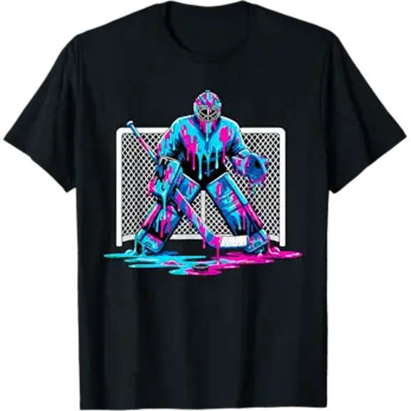 Vesco Hockey Goalie Ice Cream Drip Boys Ice Hockey Sport Player T-Shirt