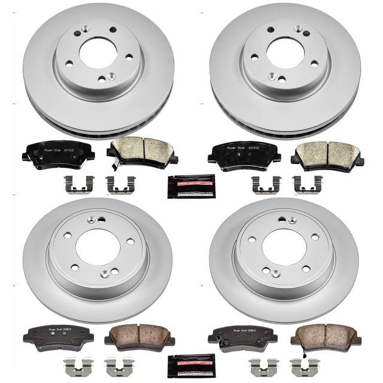 PowerStop Front and Rear Geomet Coated Brake Rotor and Pad Kit Fits: HYUNDAI Select Models CRK6504