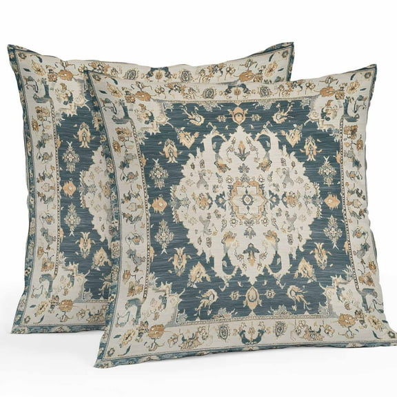 Southwestern Boho Waterproof Outdoor Throw Pillow Covers 16''x16'' Pack 2, Pillow Cases Throw Cushion Cover with Zipper, Ethnic Farmhouse Geometric Art Washable Pillowcase for Poolside Sofa
