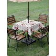 thumbnail image 4 of Outdoor Tablecloth with Umbrella Hole for Patio/Picnic/Party/Camping, 4th of July Waterproof Table Cloth Square Cover Washable, Independence Day Pink Floral Grey Striped (60"x 60"), 4 of 9