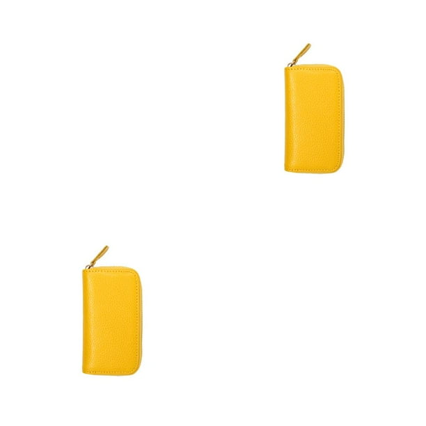 Funda de cuero Qarigey para llaves y tarjetas organizador multifuncional Amarillo 2piezas