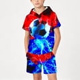 thumbnail image 5 of ZOYOEN Boys 3D Print Outfits Set- Casual Fashion Short Sleeve Kids Summer Clothes Hooded T Shirt and Shorts Sky Blue Size 5, 5 of 7
