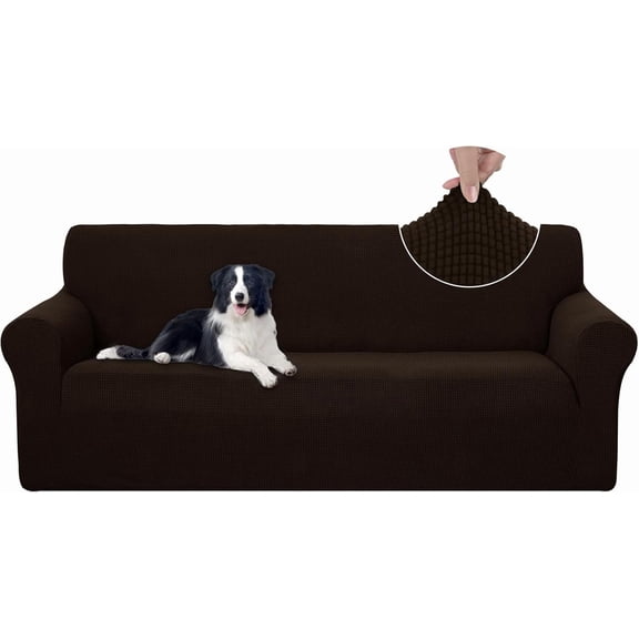 Stretch Couch Cover Sofa Cover Washable Sofa Slipcover Furniture Protector for 3 Cushion Couch Sofa Pet Friendly(Sofa, Chocolate)
