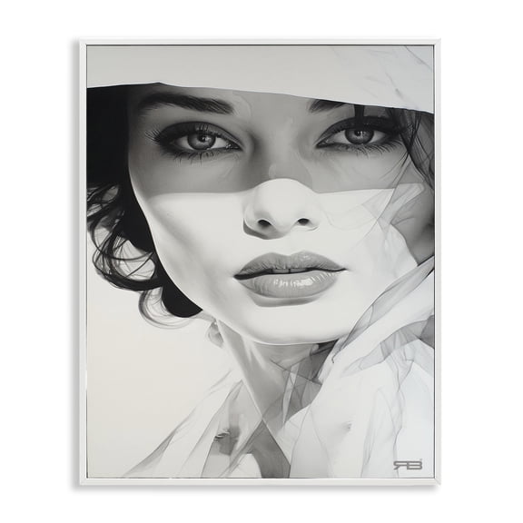 Stupell Industries Contemporary Close Up Fashion Portrait White Framed Giclee Art, 16 x 20, by RB