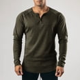 thumbnail image 2 of 100%Cotton Shirts for Men Summer Solid Color V Neck Long Sleeve Shirt Fitness Thin Breathable Button Lightweight Sports Shirts Athletic Lounge Wear, 2 of 6