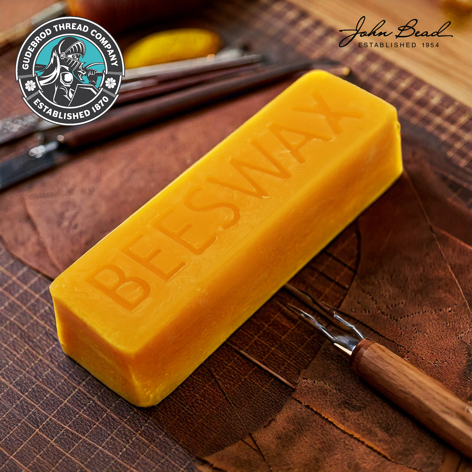 Gudebrod 1oz. Natural Beeswax Bar for Sewing Beading Thread Conditioning | Made in USA