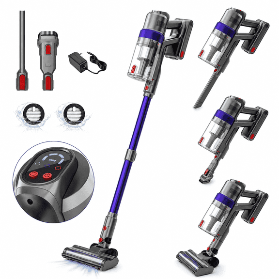 WHALLULTRA Cordless Vacuum Cleaner, Portable Stick Vacuum for Hardfloor and Carpet, Lightweight Vacuum Cleaner with LED Display & BLDC Brushless Motor