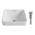 thumbnail image 1 of Elavo White Ceramic Square Semi-Recessed Bathroom Sink - Brushed Nickel, 1 of 1