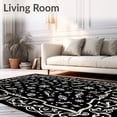 thumbnail image 2 of ODIKA 6'x9' Machine Washable Non-Slip Area Rug, Whimsical Pinecone with Interlocking Ribbons and Snowfall High Traffic Rug with Pad, Black, 746159, 2 of 8