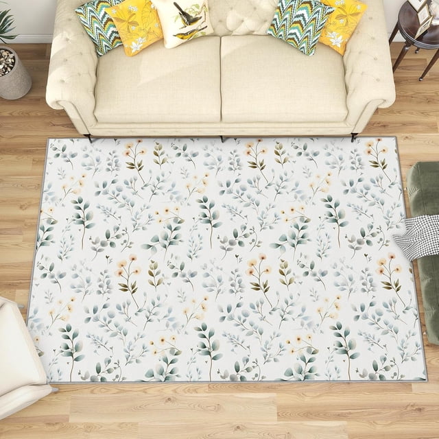 2x3 Rug, Leaf Door Mat, Botanical Floral Rug, Leaves Rugs for Entryway, Washable & Non Slip & Soft Low Pile Small Carpet, Indoor Doormat, Leaf Home Decor & Gifts