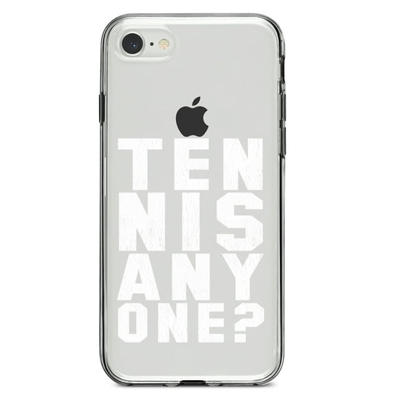 DistinctInk Clear Shockproof Hybrid Case for iPhone 7 8 SE (2020 Model) 4.7" Screen TPU Bumper Acrylic Back Tempered Glass Screen Protector - Tennis Anyone?