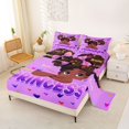 thumbnail image 2 of Castle Fairy Black Cute Princess Queen Sheets 4 Pieces,Sparkle Bow Print Queen Sheet Sets,Purple,1 Fitted Sheet, 1 Flat Sheet and 2 Pillowcases, 2 of 6