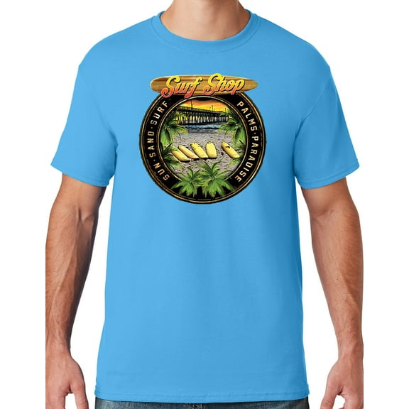 Mens Manu Bay Surf Company CIRCLE SURFING T-shirt, 4XL Aqua Blue