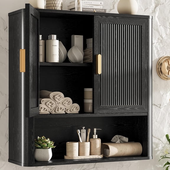 Adjustable Wood Shelf Bathroom Cabinet, N Oak Finish, Moisture-Resistant, Suitable for Bathrooms, Kitchens & Living Rooms