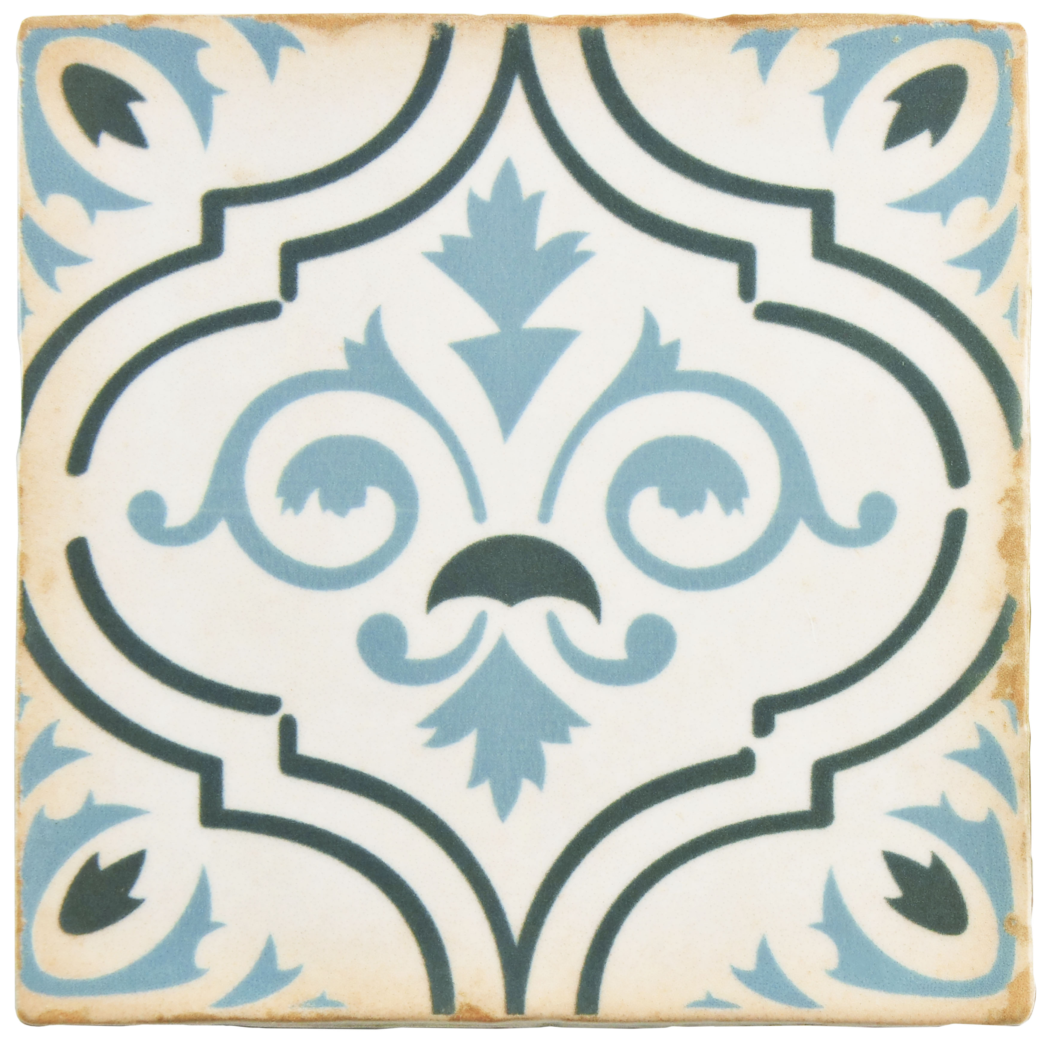 SomerTile Archivo Fleur De Lis Encaustic 4-7/8 In. X 4-7/8 In. Ceramic
