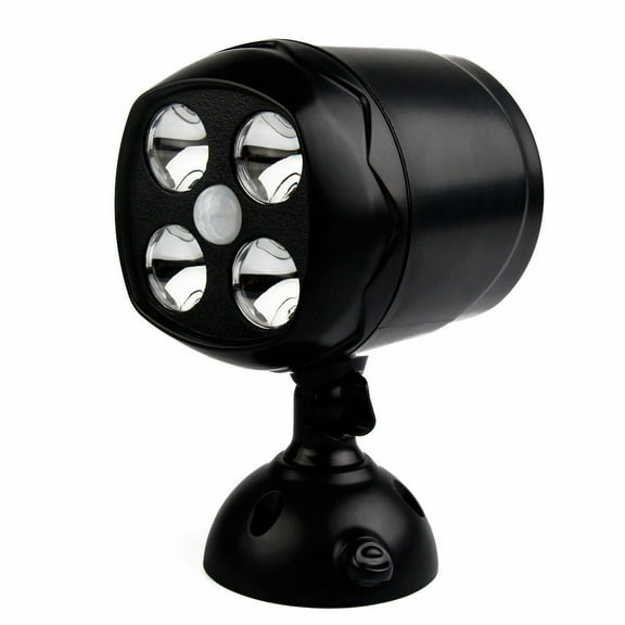 JIAN YA NA Motion Sensor Spotlight, Battery Powered Security Light with 4 Super Bright LEDs, Waterproof Outdoor Wall Light for Garden Walkways Garage (Black, Pack of 1)