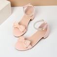 thumbnail image 2 of JAJAHO Girls Princess Dress Shoes Bow Low Heel Sandals Open Toe Hook And Loop Party Wedding Footwear For Little/Big Kids Lovely Shoes, 2 of 8