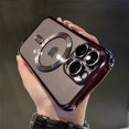 thumbnail image 1 of Luxury Magnetic For Magsafe Wireless Charge Plating Clear Case For iPhone 11 12 13 14 15 16 Pro Max Shockproof Silicone Cover Dark purple For iPhone 14 ProMax, 1 of 6
