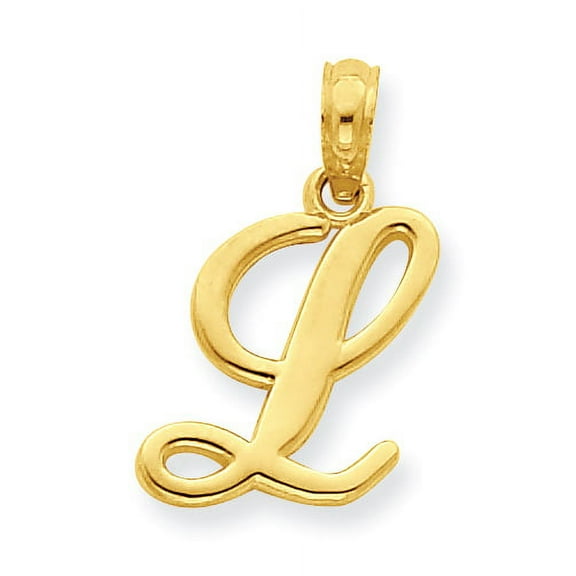 14k Yellow Gold 14KY Script Letter L Initial Pendant Charm