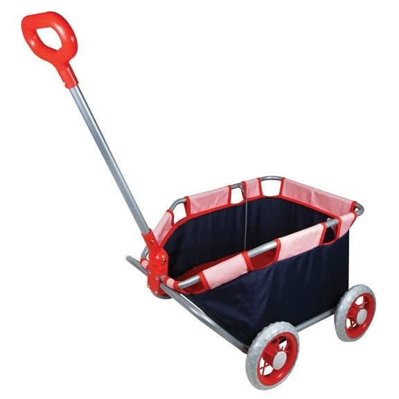 Lissi: Baby Doll Pull Cart in Navy & Red, Kids Ages 2 