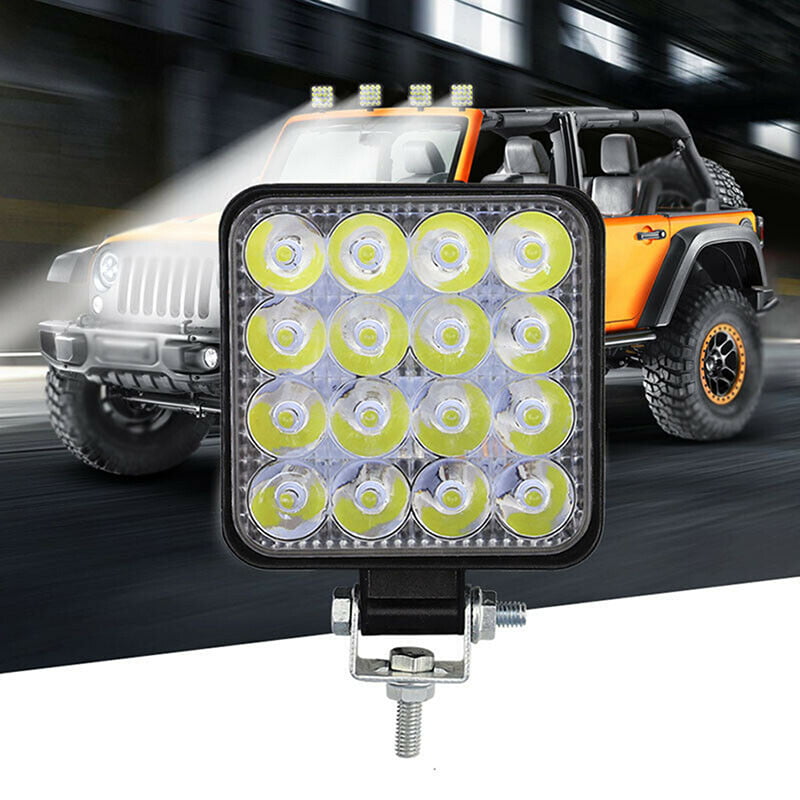 2pcs 48W 12V 24V 16 LED Work Light Spot Fog Lamp Truck Off-Road ATV SUV 4WD