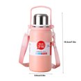 thumbnail image 3 of Insulated Water Bottle 600ml | 316 Stainless Steel Liner | Hot & Cold Thermal Flask | Long-Lasting Temperature Retention | Leakproof Push-Button Lid | Non-Slip Grip | White Green Pink, 3 of 6