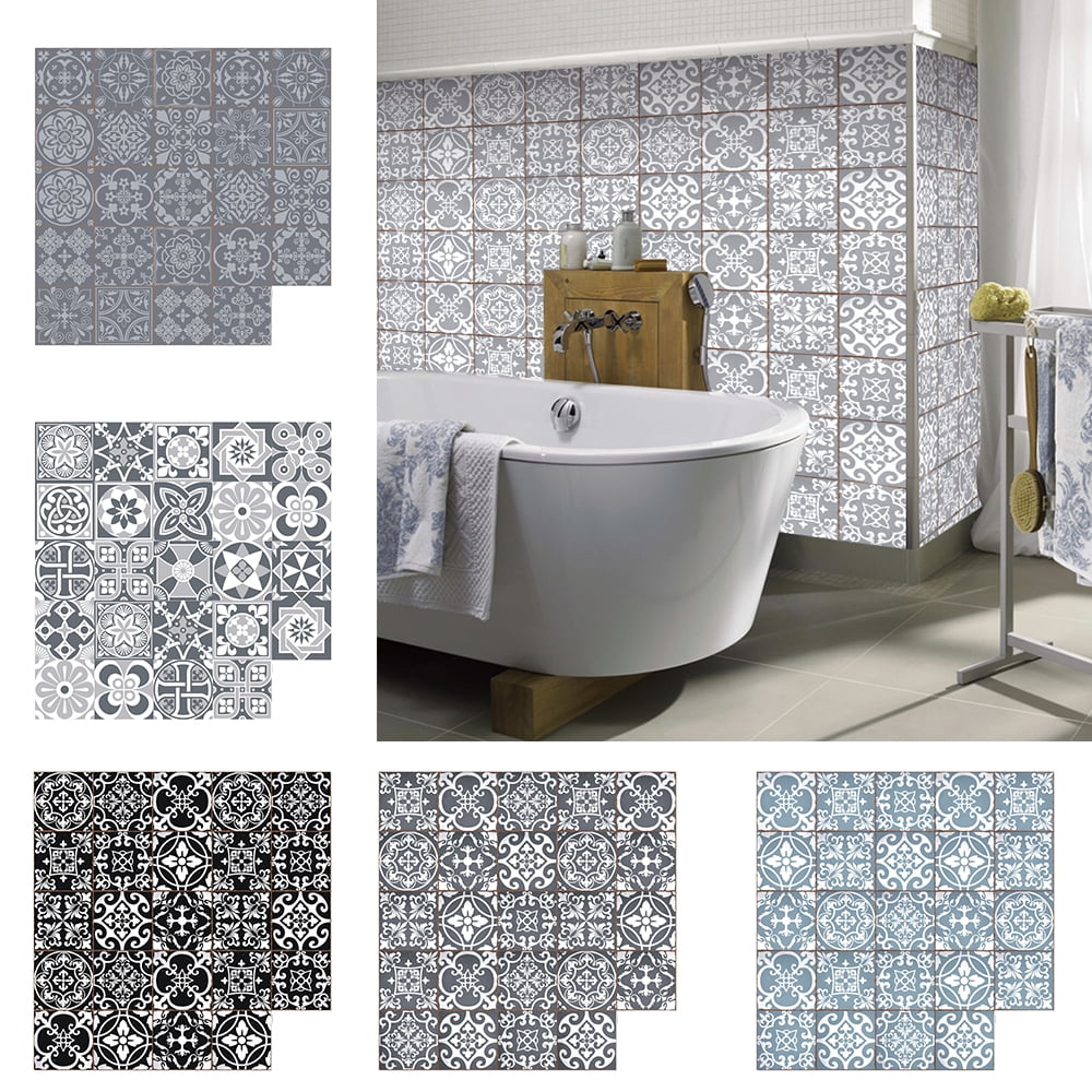 Details about   24Pcs 3D Classic Moroccan Style Tile Effect Wall Stickers Bathroom Self-Adhesive