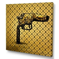 Designart Gold Designer Pistol V Canvas Wall Art