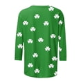 thumbnail image 2 of TaTaai Women's Casual Green Print Blouse Round Neck 3/4 Sleeve St. Patrick's Day T-Shirt Loose Fit Irish Holiday Spring Wear Gift, 2 of 5