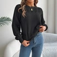 thumbnail image 2 of Women's Casual Hollow Out Sleeve Pullover Sweater Autumn Winter Warm Comfortable Soft Knit Top Loose Fit Fashion Tunic, 2 of 2